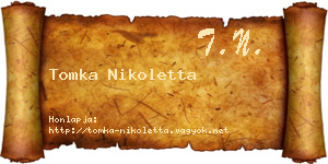 Tomka Nikoletta névjegykártya